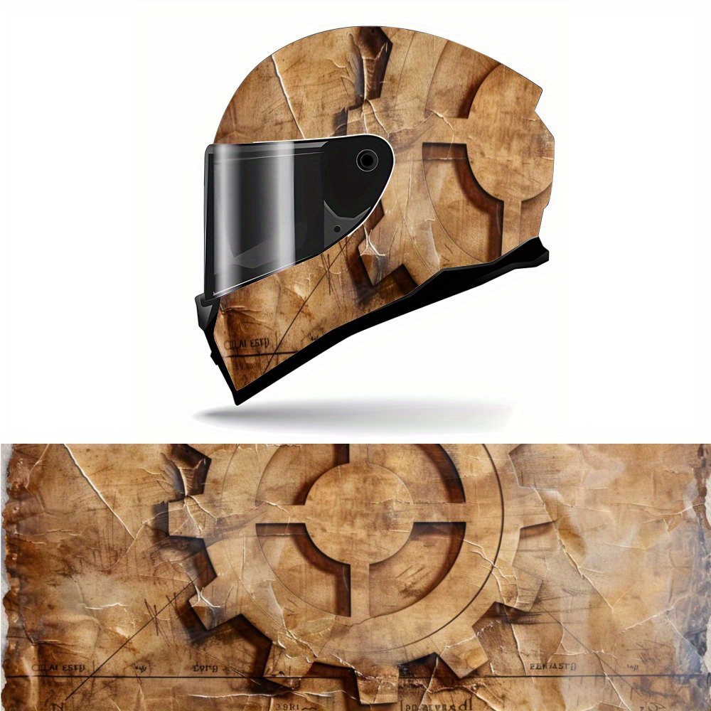 Motorcycle Gear Pattern - Steampunk Style Gear Pattern Helmet Vinyl
