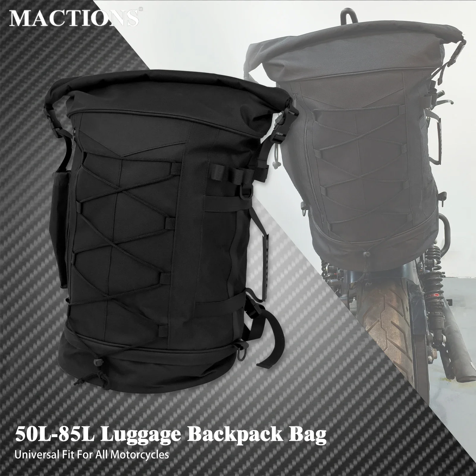 Motorcycle Gear Warehouse - Motorcycle Universal Luggage Backpack Sissy Bar