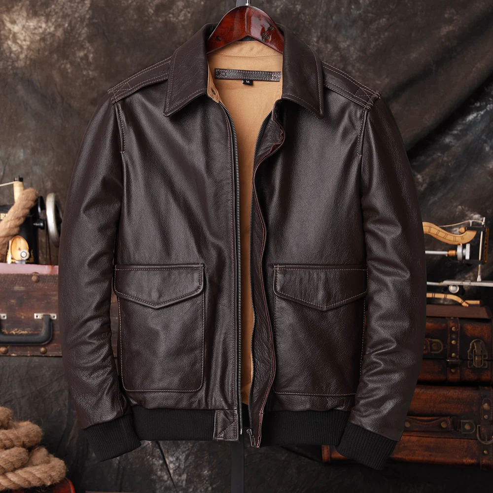 Bomber A2 Pilot Genuine Leathe - Riding Jacket Leather 评论和价格