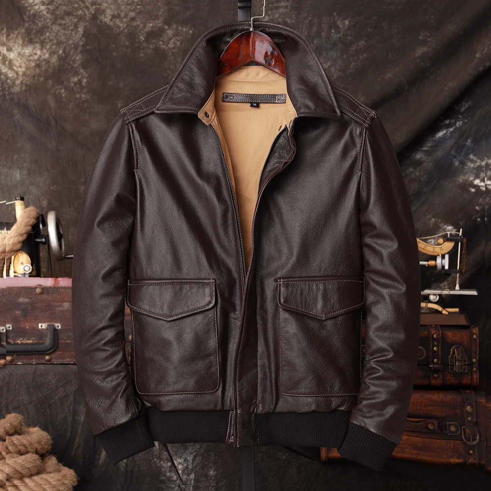 Bomber A2 Pilot Genuine Leathe - Riding Jacket Leather 评论和价格