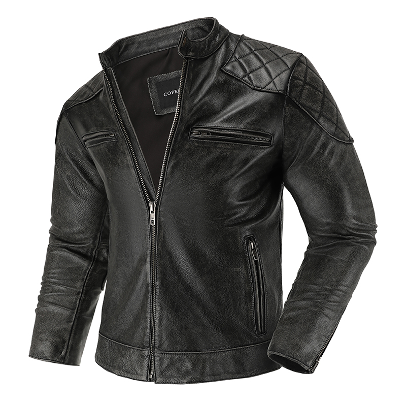 Retro Leather Jacket Motorcycl - Riding Jacket Leather 评论和价格