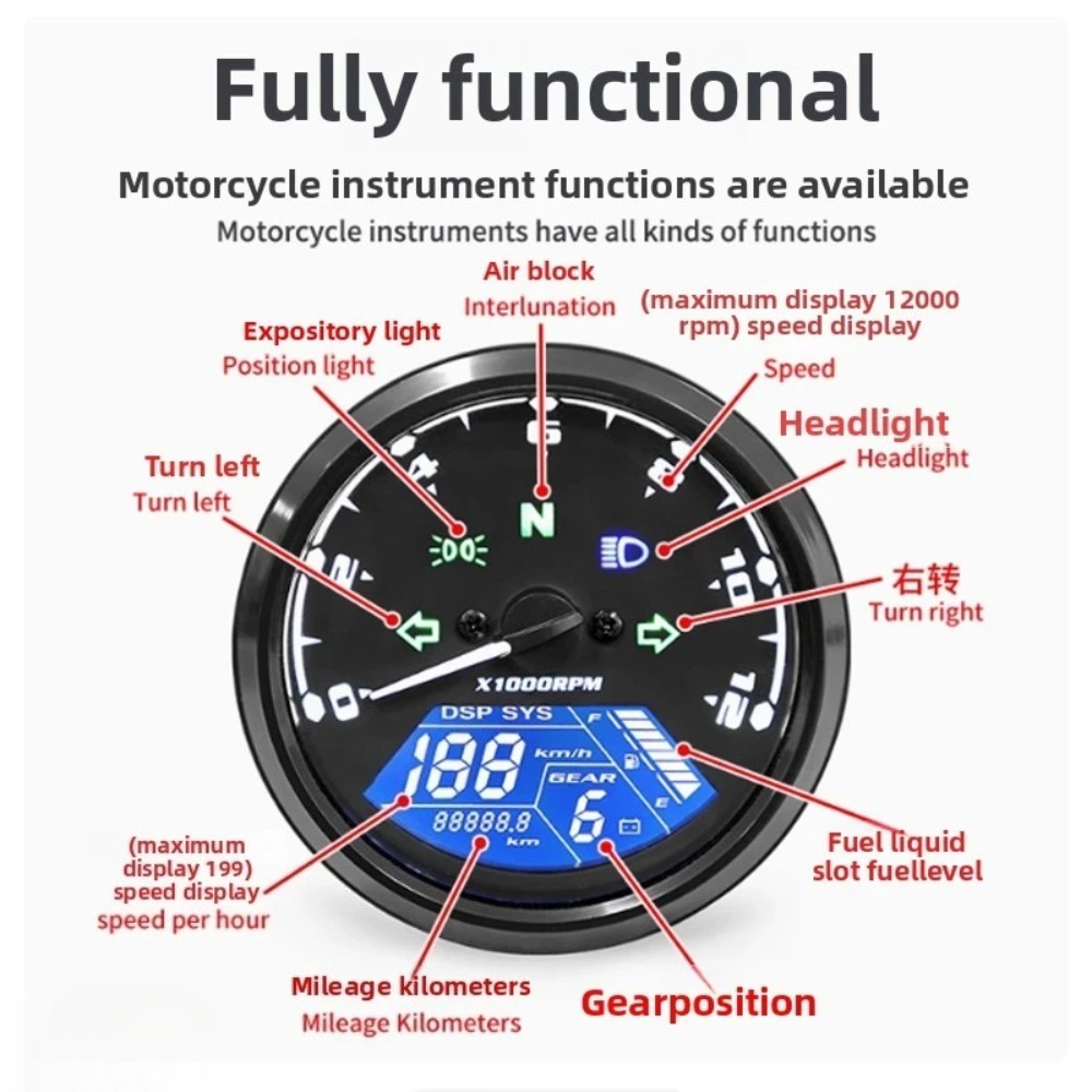 Universal Motorcycle Meter Spe - Motorcycle Gear Indicator 评论和价格